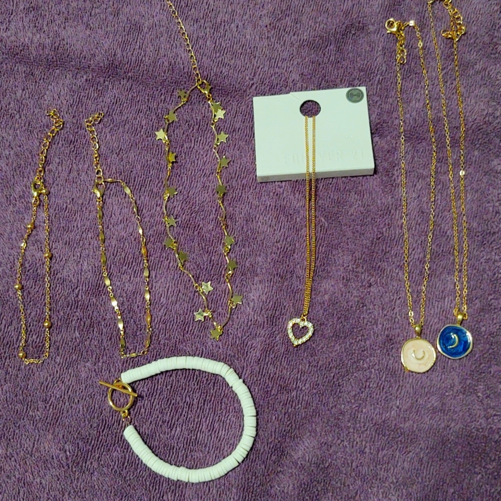 Muli jewelry - 4 necklaces, 3 bracelets/ anklets